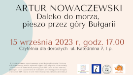 Plakat informujący o spotkaniu podózniczym, który odbędzie się 15 września o godz. 17.00. Gościem będzie Artur Nowaczewski